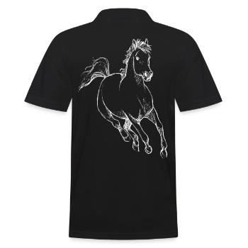 Pferd Pferdchen Reiten Hobby Geschenkidee - Männer Poloshirt - Schwarz - Hinten - Kai (181cm)