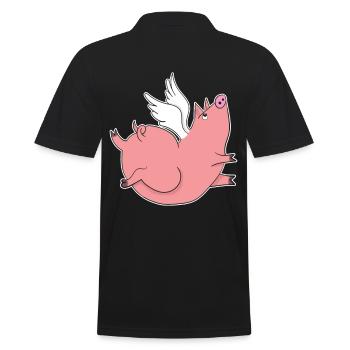 The pig piggy with wings gift idea - Men's Polo Shirt - black - Back - Kai (181cm)
