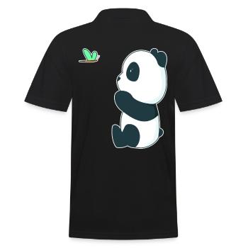 Süßer Baby Panda mit einem Schmetterling - Männer Poloshirt - Schwarz - Hinten - Kai (181cm)