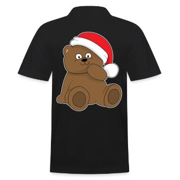 The cute Christmas bear Christmas Teddy Bear - Men's Polo Shirt - black - Back - Kai (181cm)