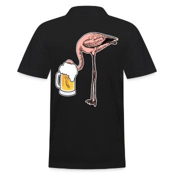 Flamingo with beer funny pictures gift idea - Men's Polo Shirt - black - Back - Kai (181cm)