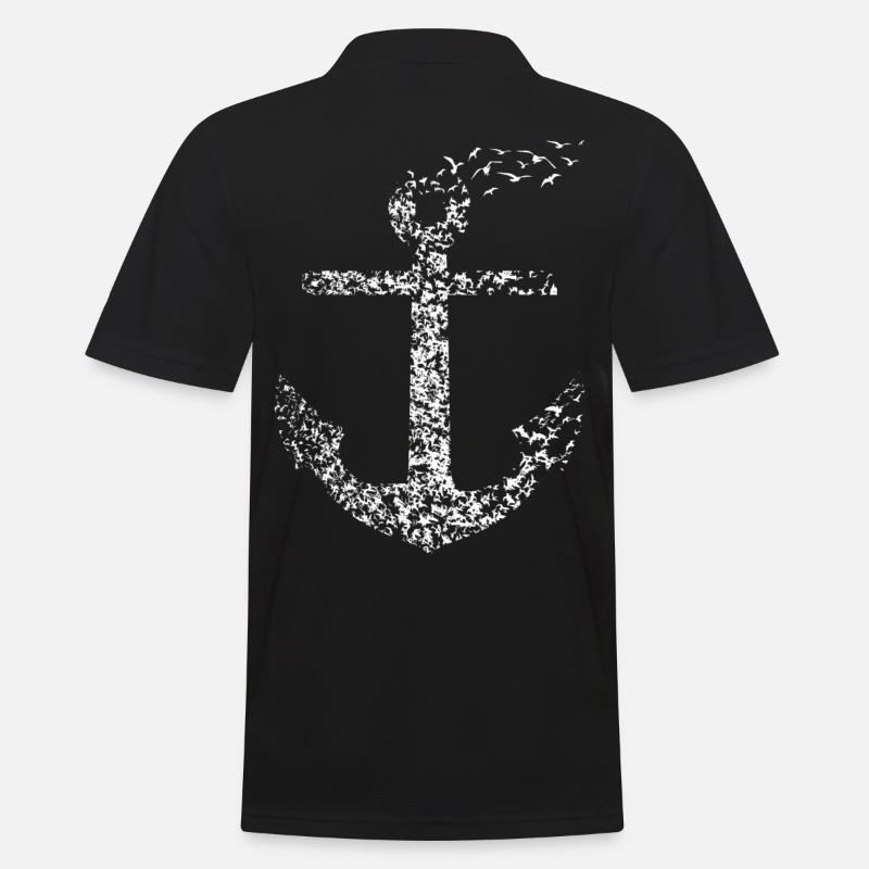 Anker Möwe fliegen Geschenkidee Küste - Männer Poloshirt - Schwarz