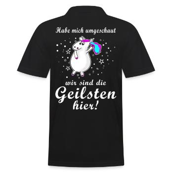 Einhorn die geilsten hier cooler Spruch Geschenk - Männer Poloshirt - Schwarz - Hinten - Kai (181cm)