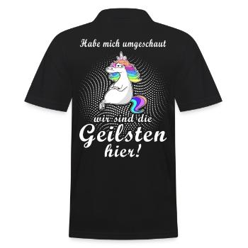 Einhorn die geilsten hier Geschenkidee Spruch - Männer Poloshirt - Schwarz - Hinten - Kai (181cm)