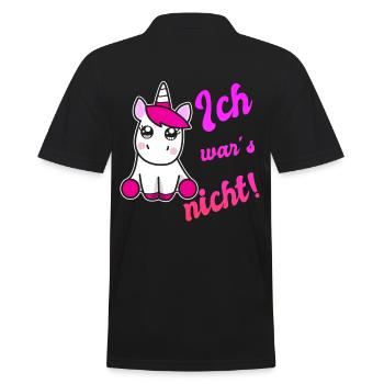 Lustiges Einhorn ich war´s nicht - Männer Poloshirt - Schwarz - Hinten - Kai (181cm)