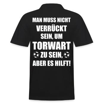 Torwart verrückt Torhüter Spruch Geschenk - Männer Poloshirt - Schwarz - Hinten - Kai (181cm)