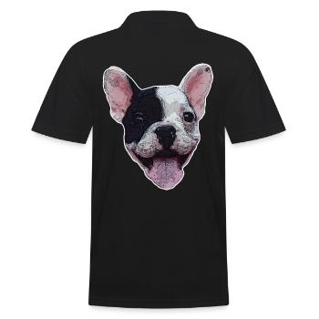 Tête de chien chiot bouledogue cadeau amoureux des chiens - Polo Homme - noir - Dos - Kai (181cm)