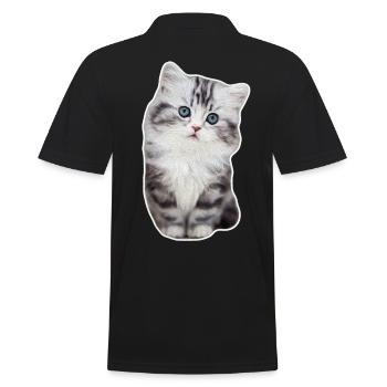 Cute kitty kitty velvet paw cat - Men's Polo Shirt - black - Back - Kai (181cm)
