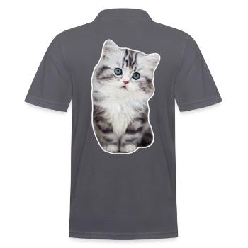 Niedliches Kätzchen Mietzekatze Samtpfote Katze - Männer Poloshirt - Anthrazit - Hinten - Nico (186cm)