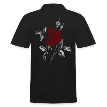 Rose in the old style gift flower - Men's Polo Shirt - black - Back - Kai (181cm)