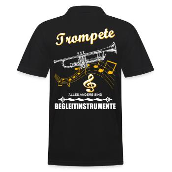 Trompete alles andere sind Begleitinstrumente - Männer Poloshirt - Schwarz - Hinten - Kai (181cm)