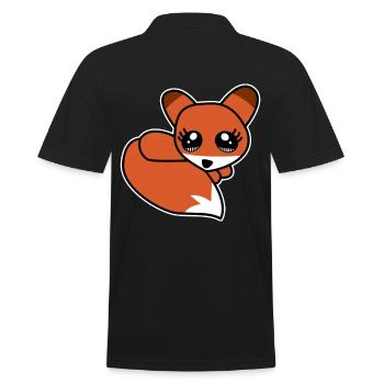 Cute little fox with cute eyes children - Men's Polo Shirt - black - Back - Kai (181cm)