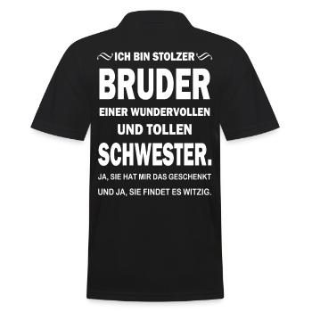Stolzer Bruder Spruch Schwester Geschenkidee - Männer Poloshirt - Schwarz - Hinten - Kai (181cm)