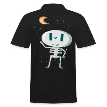 Cute skeleton with moon and stars Halloween - Men's Polo Shirt - black - Back - Kai (181cm)