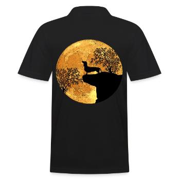 Dachshund in front of the moon - Men's Polo Shirt - black - Back - Kai (181cm)