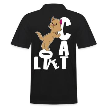 Cute cat with love - Men's Polo Shirt - black - Back - Kai (181cm)