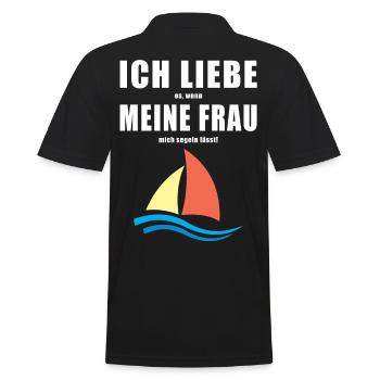 Segeln, ich liebe meine Frau - Männer Poloshirt - Schwarz - Hinten - Kai (181cm)