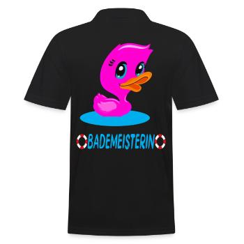 Bademeisterin Quietscheente - Männer Poloshirt - Schwarz - Hinten - Kai (181cm)