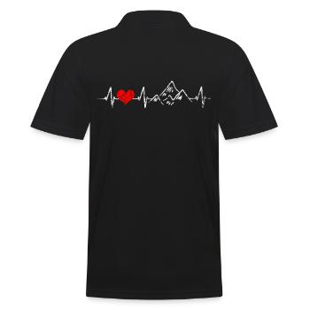 Herzschlag Berge Wandern Sport - Männer Poloshirt - Schwarz - Hinten - Kai (181cm)