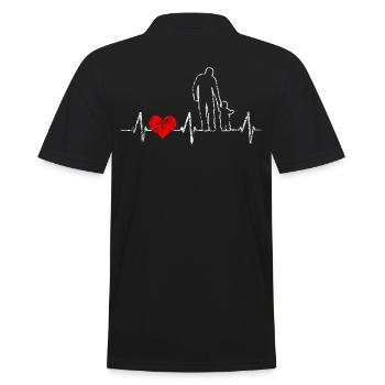 Vater und Kind Herzschlag Herz Vintage Style - Männer Poloshirt - Schwarz - Hinten - Kai (181cm)