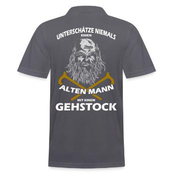 Alter Mann mit Gehstock witziger Spruch Geschenk - Männer Poloshirt - Anthrazit - Hinten - Nico (186cm)