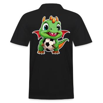 02 Baby Drache mit Fussball Kinderbild lustig - Männer Poloshirt - Schwarz - Hinten - Kai (181cm)