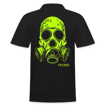Techno Skull Mit Gasmaske - Männer Poloshirt - Schwarz - Hinten - Kai (181cm)