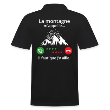 Der Berg ruft mich ... Ich muss gehen! - Männer Poloshirt - Schwarz - Hinten - Kai (181cm)