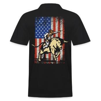 Rodeo Bull Rider drapeau américain cadeau - Polo Homme - noir - Dos - Kai (181cm)