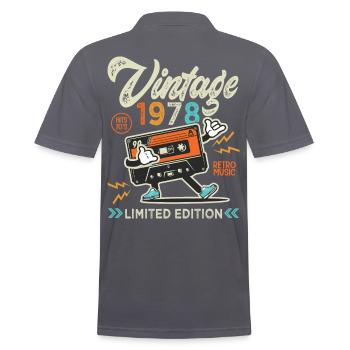 1978 Anniversaire retro music Chemise De 1978 - Polo Homme - charbon - Dos - Nico (186cm)