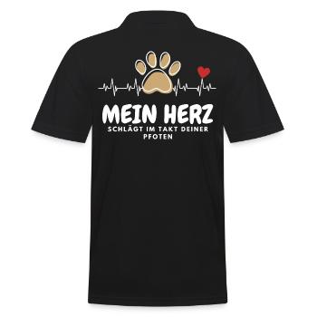 MEIN HERZ schlägt ... Pfote Hunde HUND - Männer Poloshirt - Schwarz - Hinten - Kai (181cm)