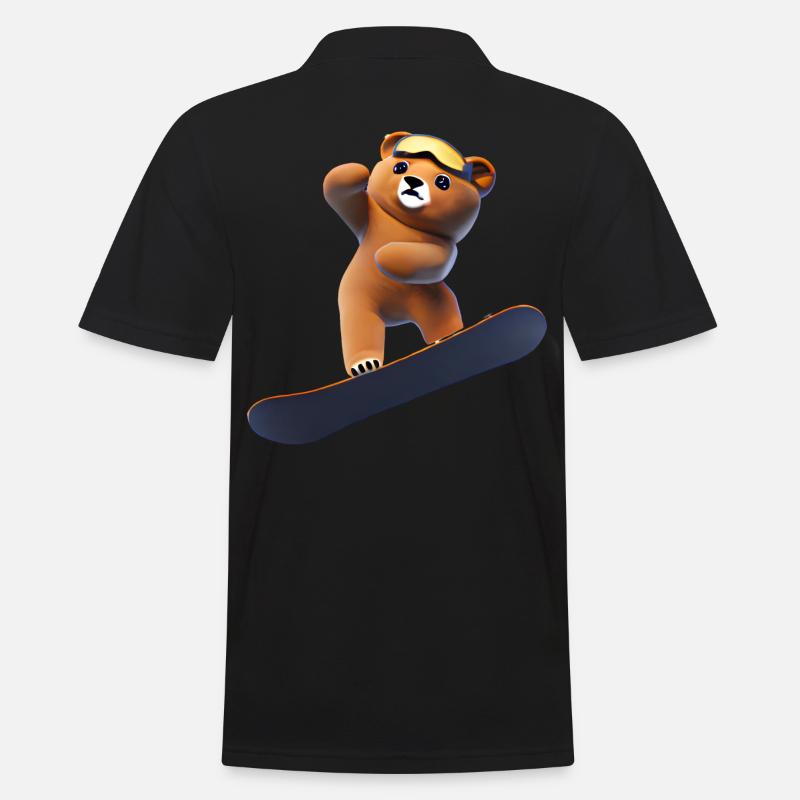 Snowboardender Bär - Männer Poloshirt - Schwarz