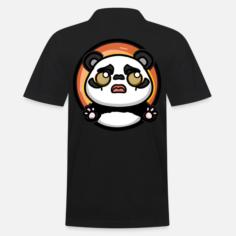 Panda Coucher de soleil - Polo Homme - noir
