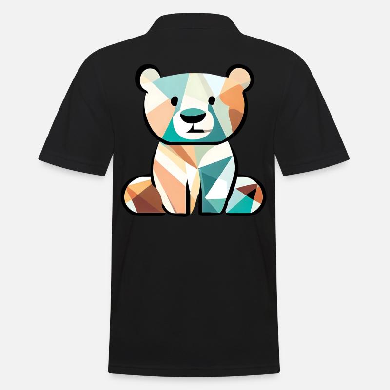 Kubistischer Bär - Männer Poloshirt - Schwarz