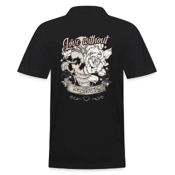 Liebe ohne Reue Skull mit Rosen Geschenk - Männer Poloshirt - Schwarz - Hinten - Kai (181cm)