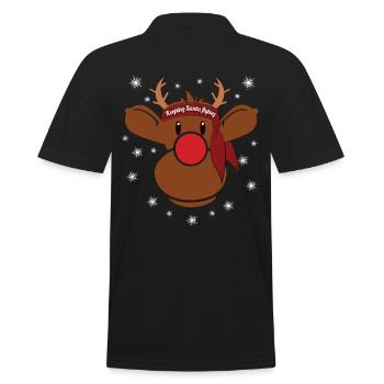 Rudi Lässt Santa fliegen Weihnachten - Männer Poloshirt - Schwarz - Hinten - Kai (181cm)