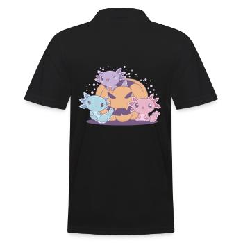 Lustiges Axolotl - Männer Poloshirt - Schwarz - Hinten - Kai (181cm)