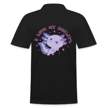 Lustiges Axolotl Love - Männer Poloshirt - Schwarz - Hinten - Kai (181cm)