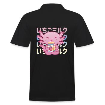 Lustiges Axolotl Trinken - Männer Poloshirt - Schwarz - Hinten - Kai (181cm)
