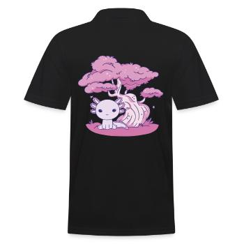 Lustiges Axolotl - Männer Poloshirt - Schwarz - Hinten - Kai (181cm)