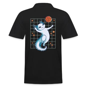 Lustiges Axolotl Basketball - Männer Poloshirt - Schwarz - Hinten - Kai (181cm)