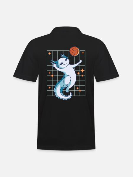 Funny Axolotl Basketball - Men's Polo Shirt - black