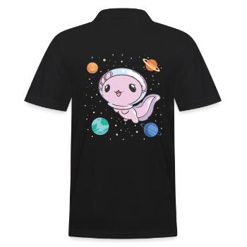 Lustiges Axolotl Weltraum - Männer Poloshirt - Schwarz - Hinten - Kai (181cm)