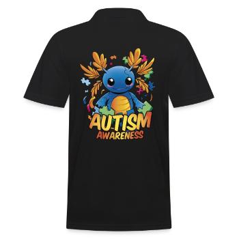 Lustiges Axolotl Autismus - Männer Poloshirt - Schwarz - Hinten - Kai (181cm)