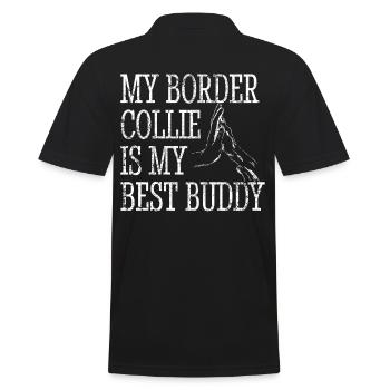 Border Collie papa maman Canine Design - Polo Homme - noir - Dos - Kai (181cm)