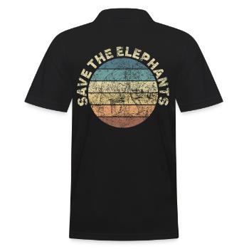 Elefant Spirituelles Tier in Retro Vintage Optik - Männer Poloshirt - Schwarz - Hinten - Kai (181cm)