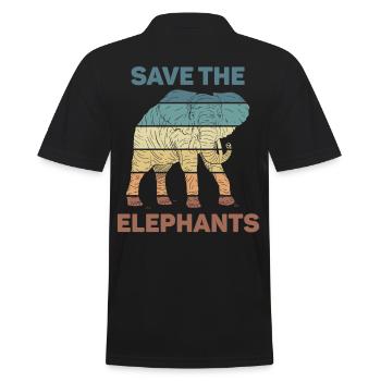 Éléphant Animal rétro Vintage Design - Polo Homme - noir - Dos - Kai (181cm)