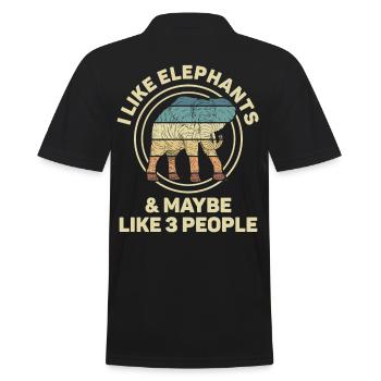 Éléphant Animal amour Design Vintage - Polo Homme - noir - Dos - Kai (181cm)