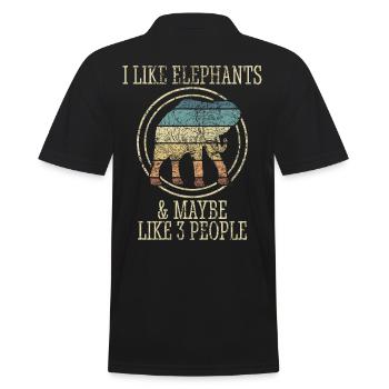 Éléphant Animal amour Design Vintage - Polo Homme - noir - Dos - Kai (181cm)