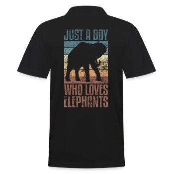 Éléphant Animal amour Design Vintage - Polo Homme - noir - Dos - Kai (181cm)